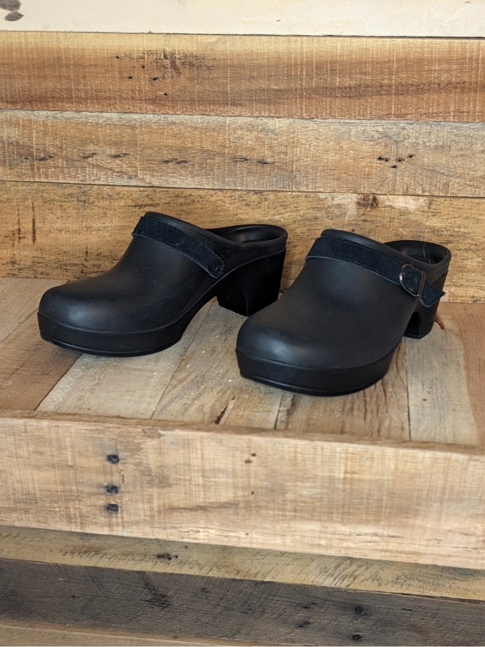 Crocs Women's Black Leather Clog Mules